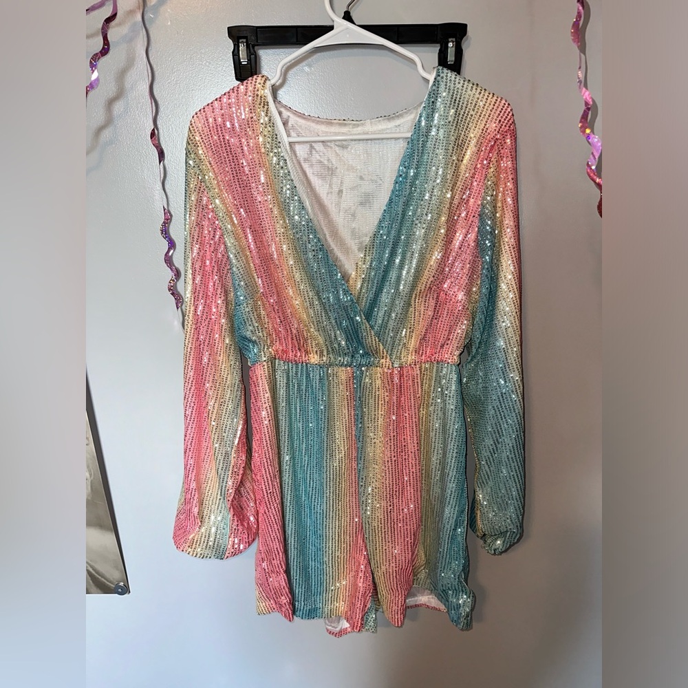 Rainbow Sequin Romper